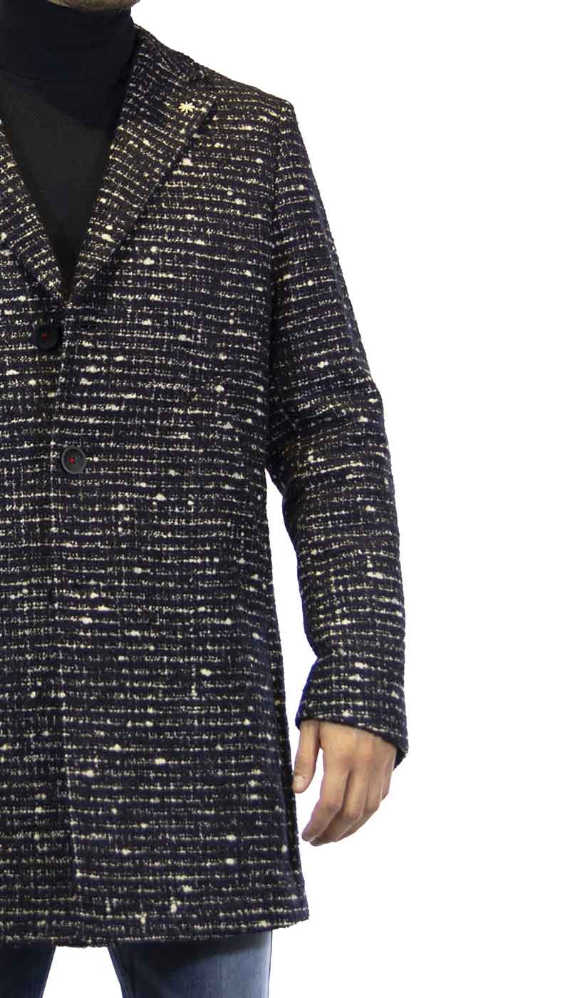 Manuel Ritz Cappotto uomo in lana tweed blu Capispalla Uomo - Boutique Luisa Trendy