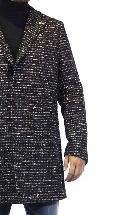 Manuel Ritz Cappotto uomo in lana tweed blu Capispalla Uomo - Boutique Luisa Trendy