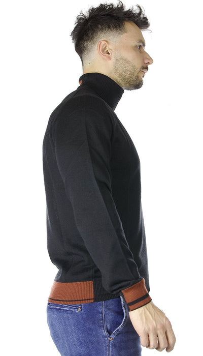 Manuel Ritz Dolcevita nero in lana con contrasti. 3132M504_213807 Maglie e cardigan uomo - Boutique Luisa Trendy