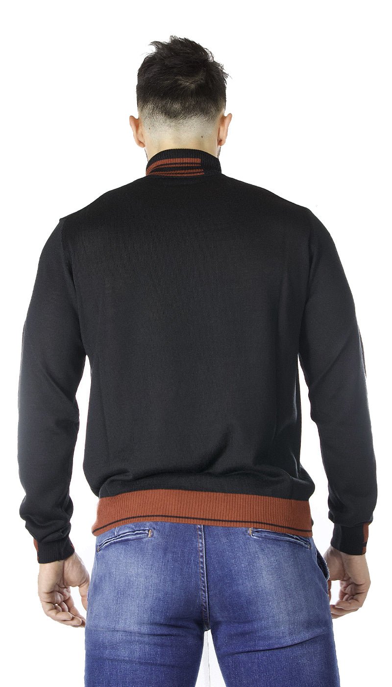 Manuel Ritz Dolcevita nero in lana con contrasti. 3132M504_213807 Maglie e cardigan uomo - Boutique Luisa Trendy