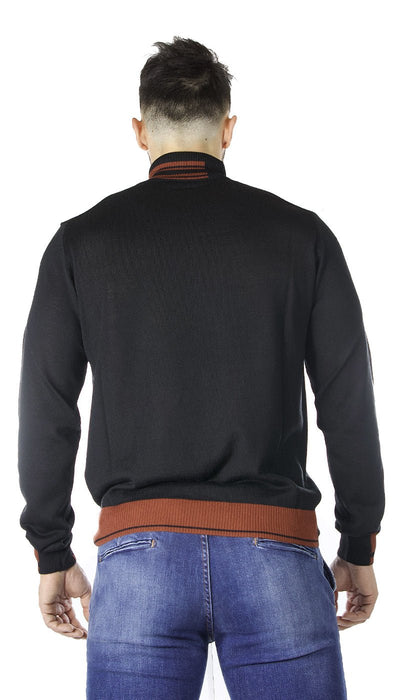 Manuel Ritz Dolcevita nero in lana con contrasti. 3132M504_213807 Maglie e cardigan uomo - Boutique Luisa Trendy