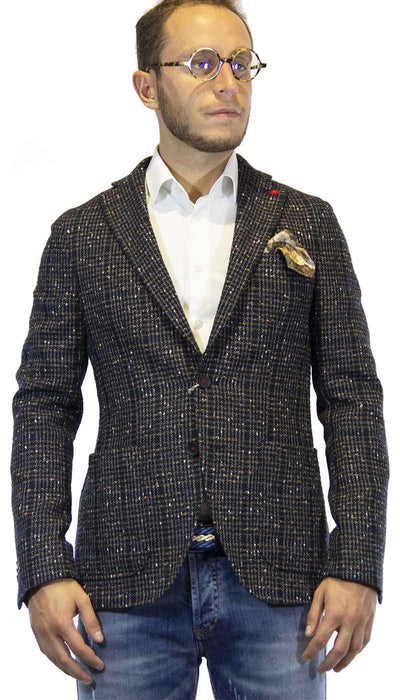 Manuel Ritz Giacca uomo in misto lana blu fantasia tweed Abiti e giacche - Boutique Luisa Trendy