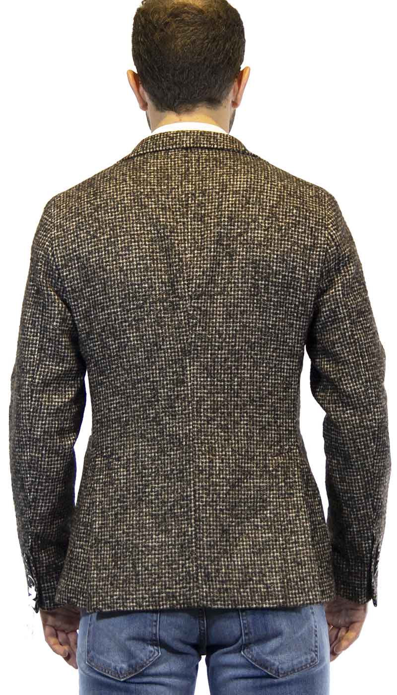 Manuel Ritz Giacca uomo marrone in lana fantasia micro check Abiti e giacche - Boutique Luisa Trendy
