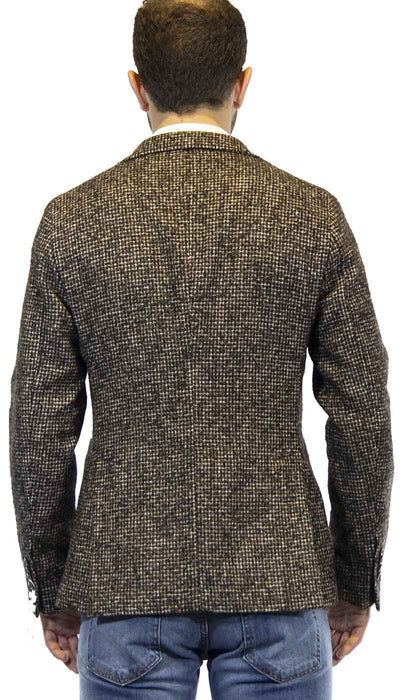 Manuel Ritz Giacca uomo marrone in lana fantasia micro check Abiti e giacche - Boutique Luisa Trendy