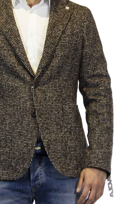 Manuel Ritz Giacca uomo marrone in lana fantasia micro check Abiti e giacche - Boutique Luisa Trendy