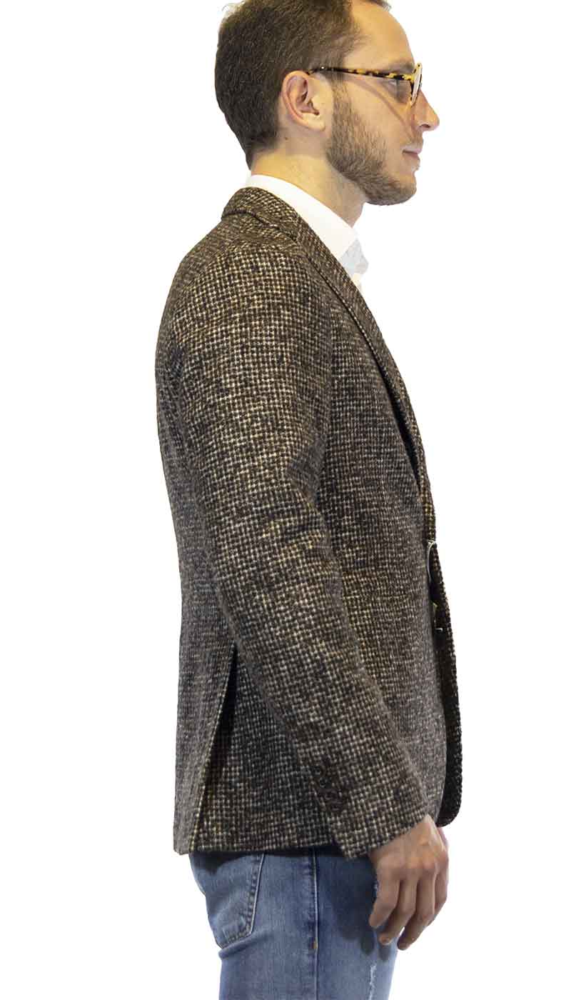 Manuel Ritz Giacca uomo marrone in lana fantasia micro check Abiti e giacche - Boutique Luisa Trendy