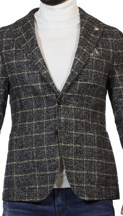 Manuel Ritz Giacca uomo nera in lana a quadri beige Abiti e giacche - Boutique Luisa Trendy