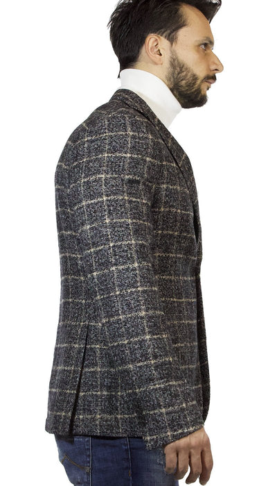 Manuel Ritz Giacca uomo nera in lana a quadri beige Abiti e giacche - Boutique Luisa Trendy