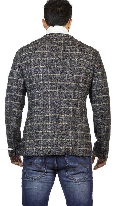 Manuel Ritz Giacca uomo nera in lana a quadri beige Abiti e giacche - Boutique Luisa Trendy