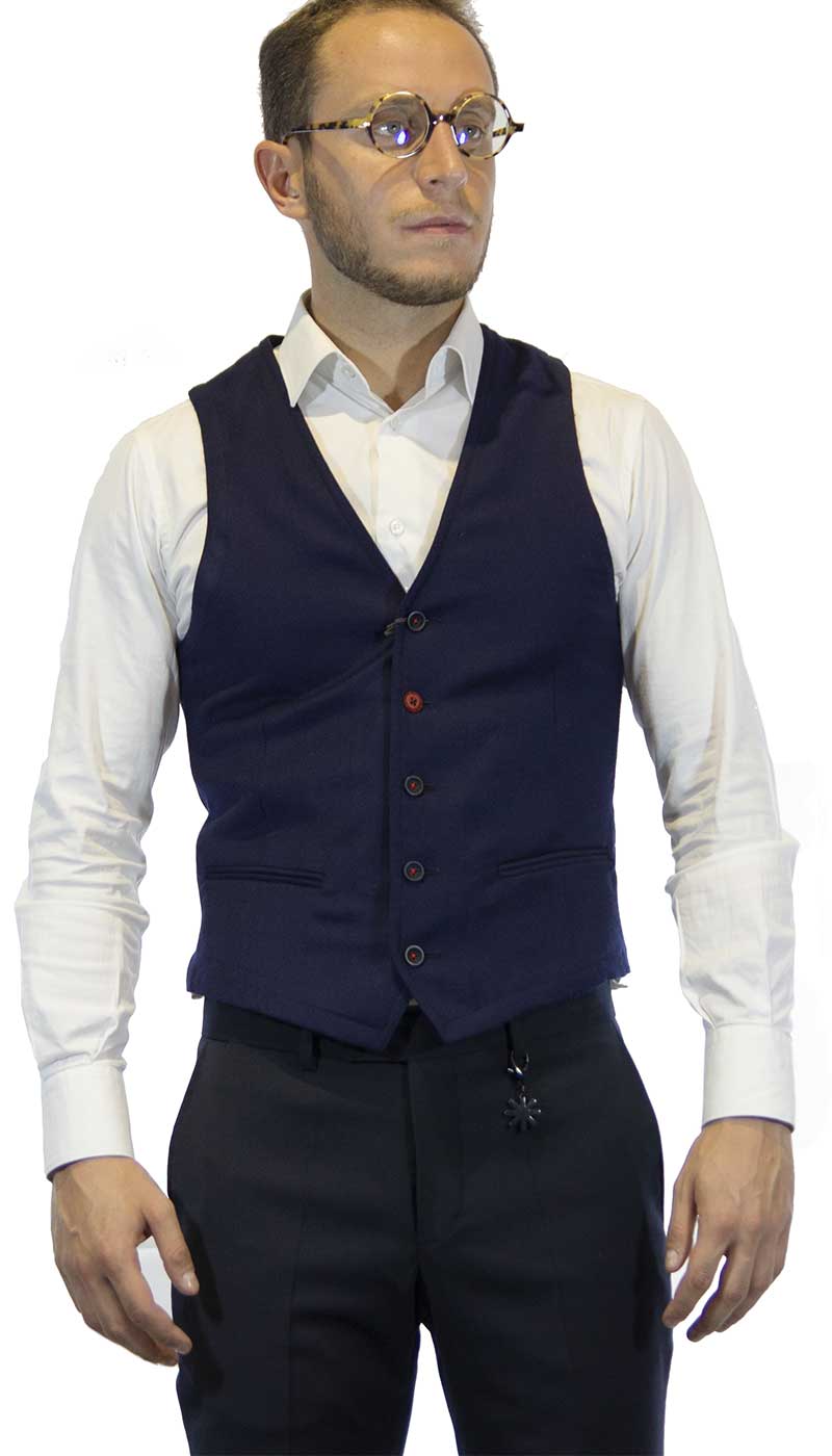 Manuel Ritz Gilet uomo blu in lana Camicia e gilet - Boutique Luisa Trendy