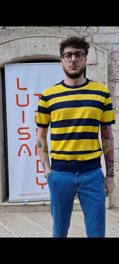 Manuel Ritz Maglia in filo di cotone a righe Maglie e cardigan uomo - Boutique Luisa Trendy
