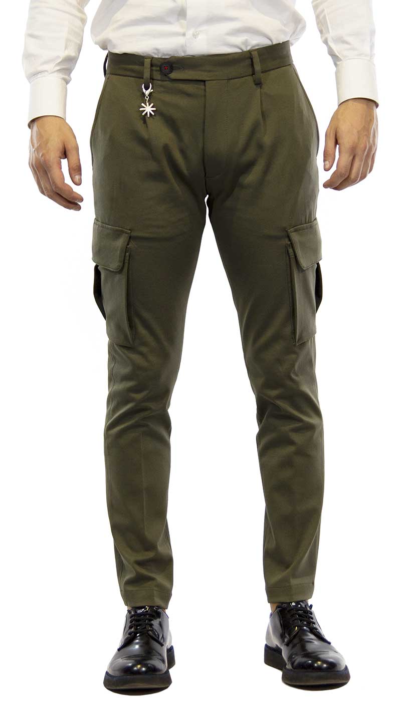 Manuel Ritz Pantalone uomo verde in punto milano con tasconi Pantaloni Uomo - Boutique Luisa Trendy