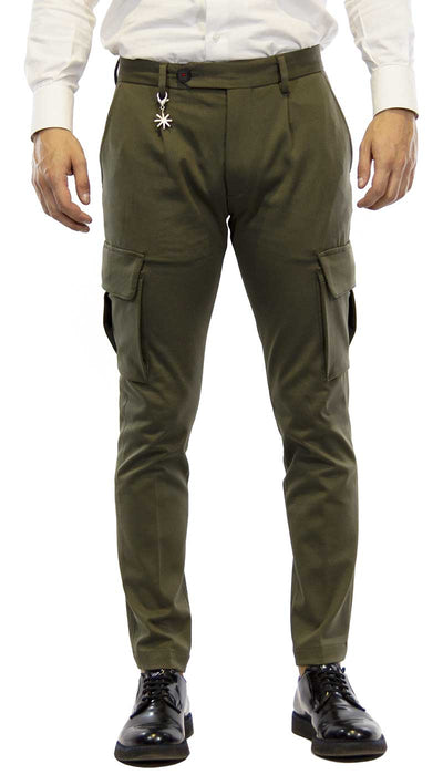 Manuel Ritz Pantalone uomo verde in punto milano con tasconi Pantaloni Uomo - Boutique Luisa Trendy