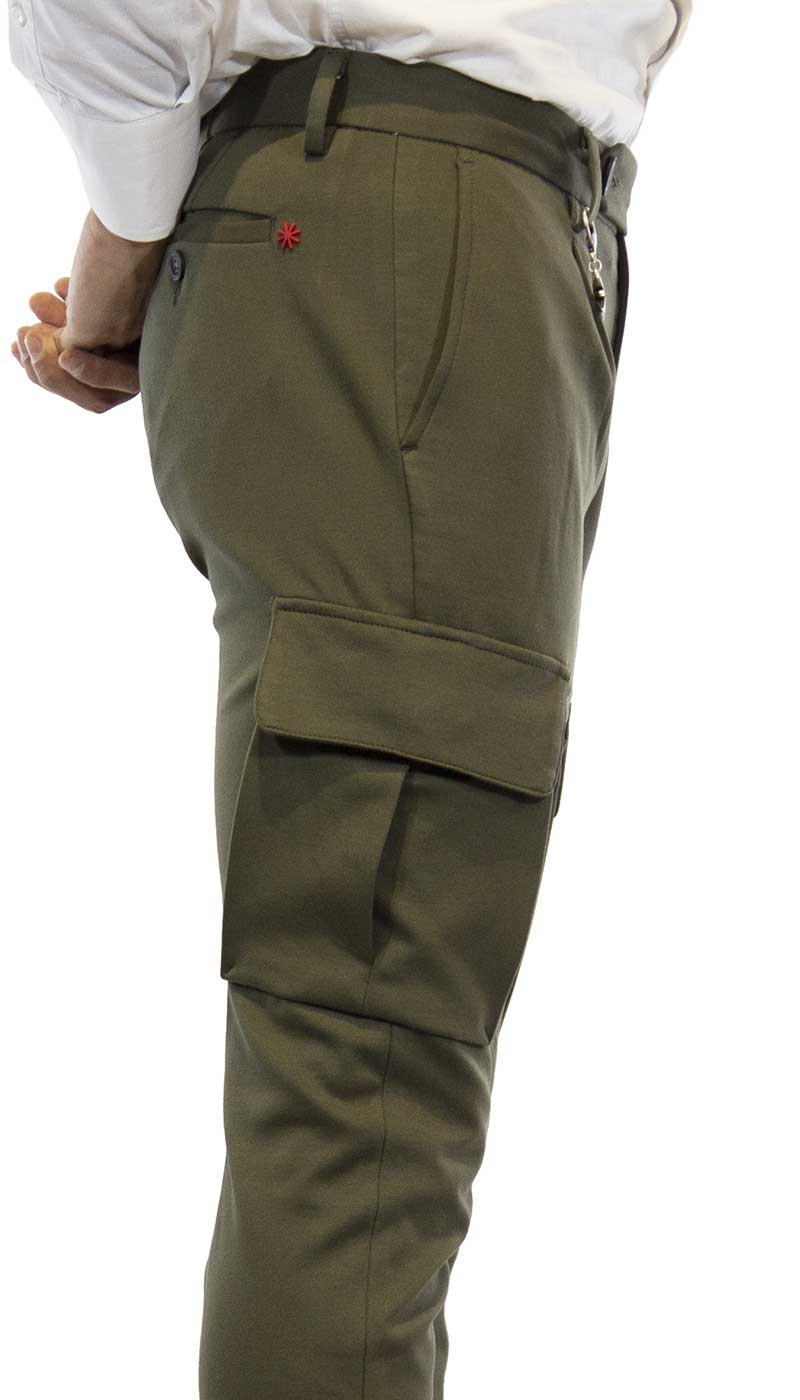 Manuel Ritz Pantalone uomo verde in punto milano con tasconi Pantaloni Uomo - Boutique Luisa Trendy