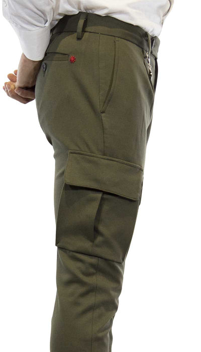 Manuel Ritz Pantalone uomo verde in punto milano con tasconi Pantaloni Uomo - Boutique Luisa Trendy