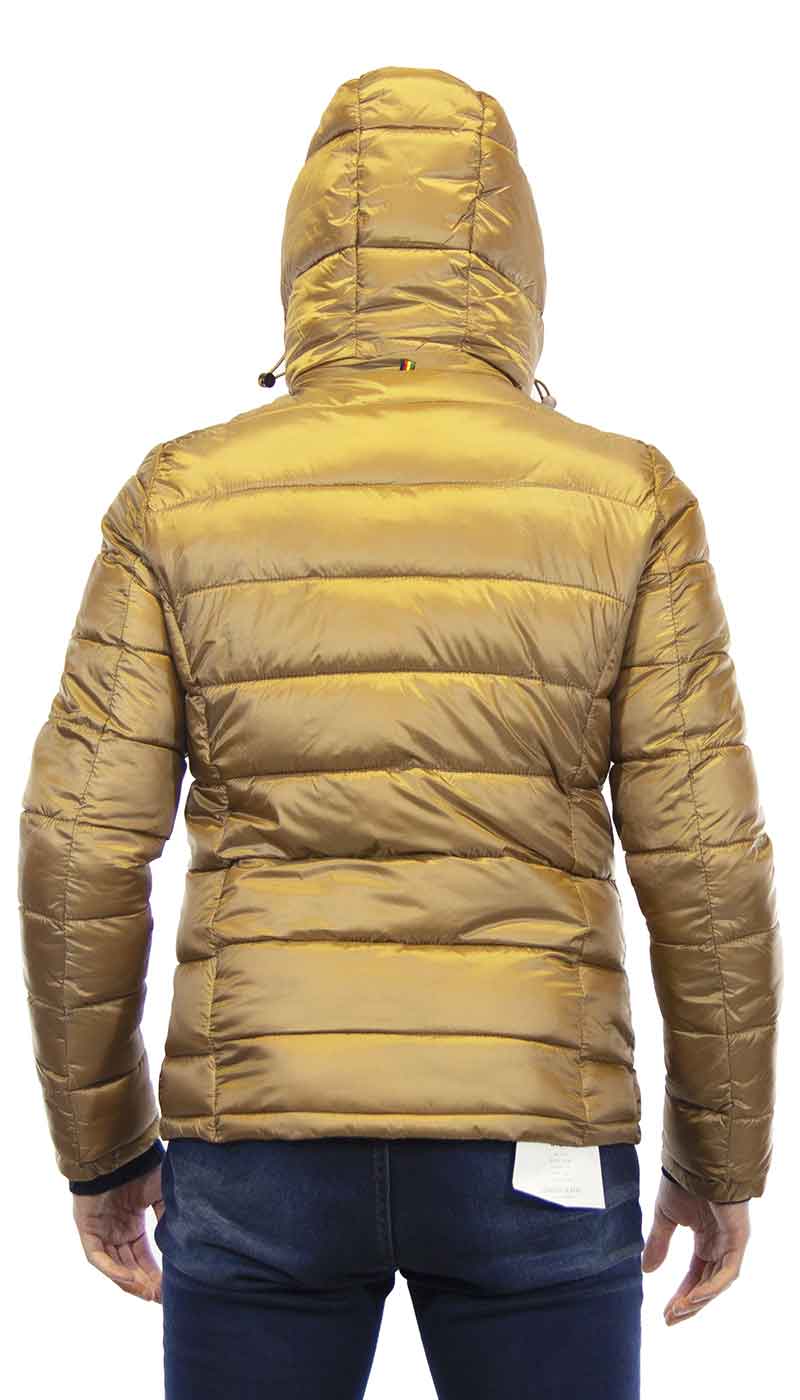 Manuel Ritz Piumino - eco uomo con cappuccio in nylon marroncino. Capispalla Uomo - Boutique Luisa Trendy