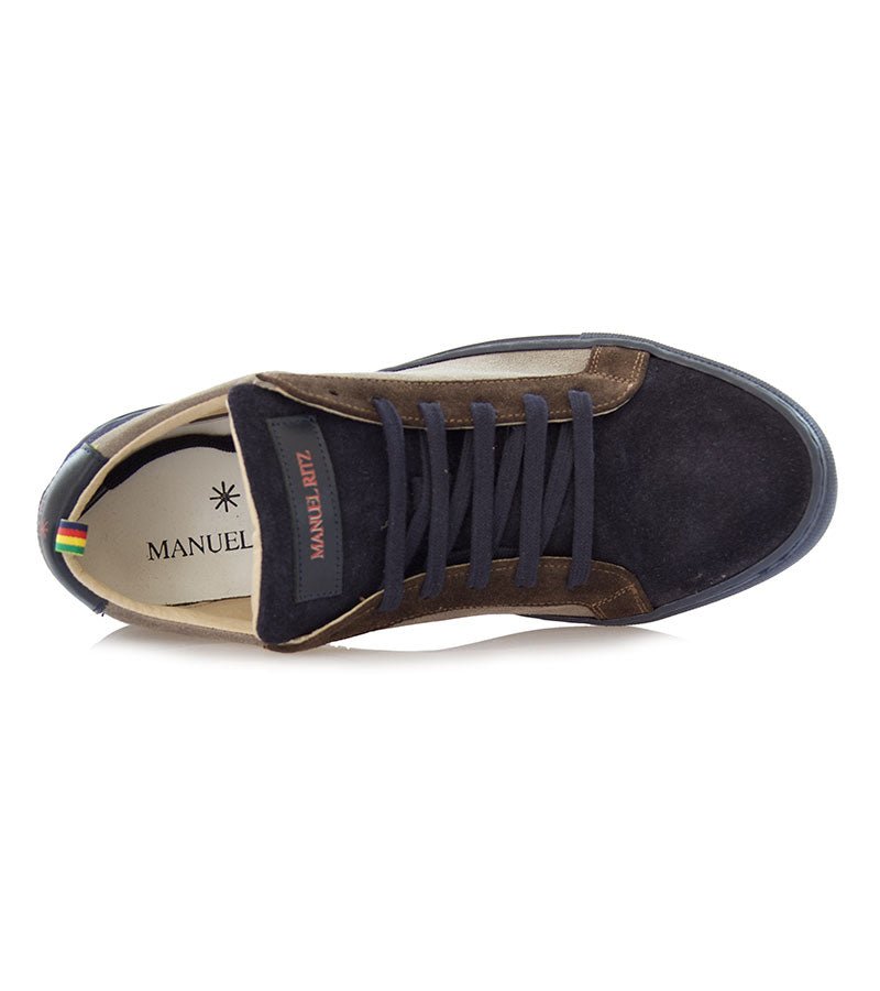 Manuel Ritz Sneakers uomo in camoscio bicolore blu e grigia Scarpe - Boutique Luisa Trendy