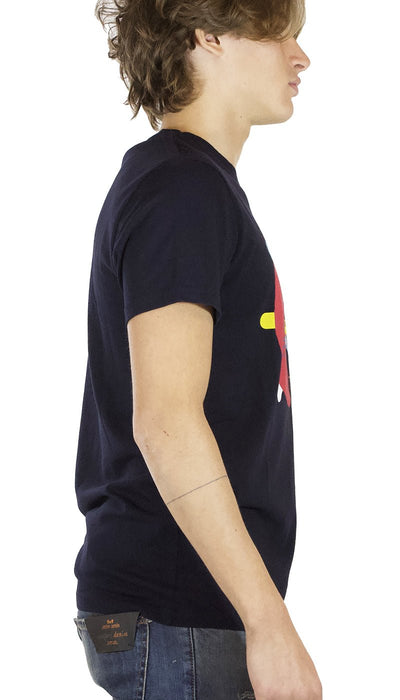 Manuel Ritz T-shirt uomo blu in cotone stampa karate T-shirt e Polo - Boutique Luisa Trendy