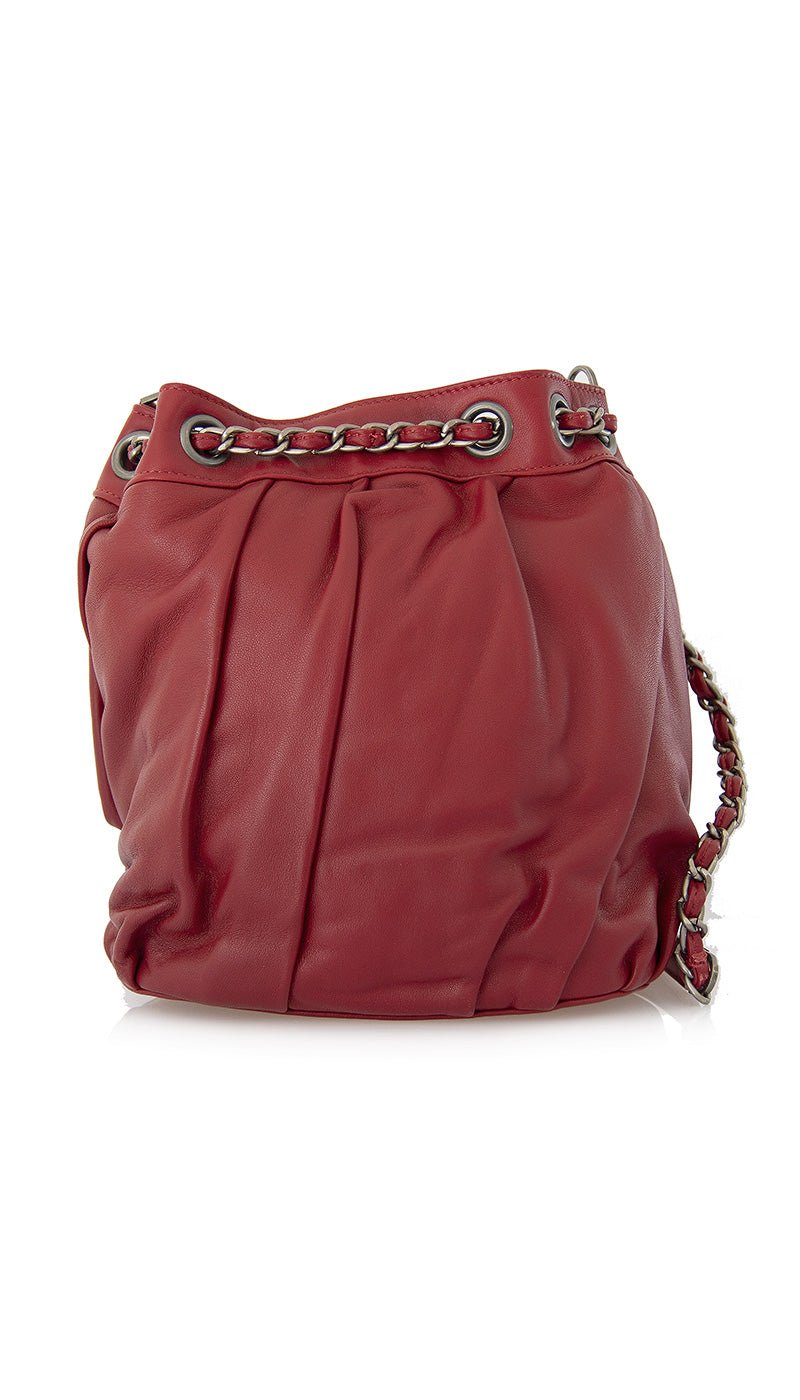 Mia Bag Borsa secchiello rosso in pelle plissè. Borse e portafogli - Boutique Luisa Trendy