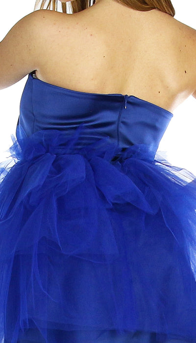Miss You Abito corto blu in raso con tulle. Vestiti - Boutique Luisa Trendy