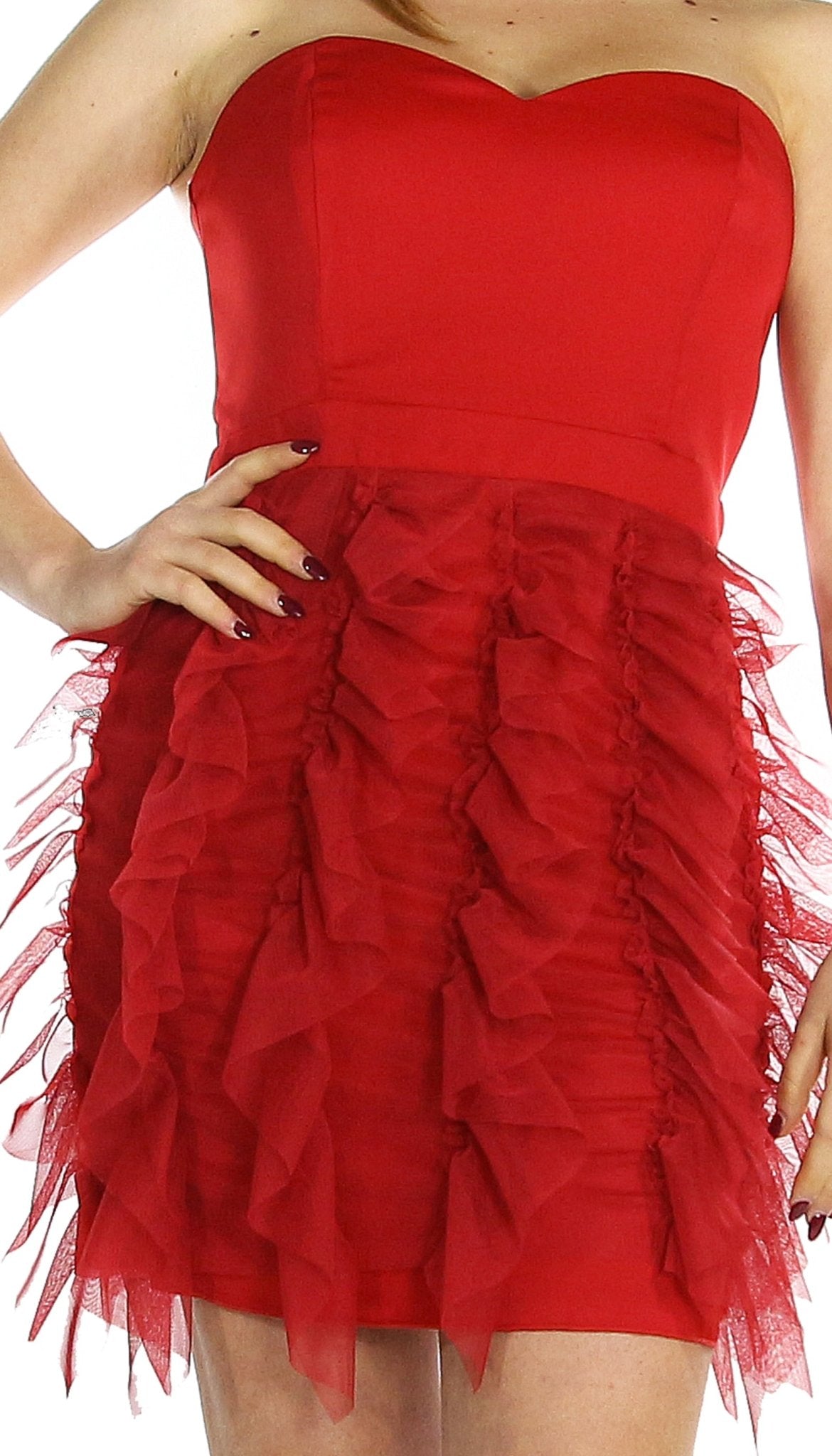 Miss You Abito corto in raso con rouches in tulle. Vestiti - Boutique Luisa Trendy