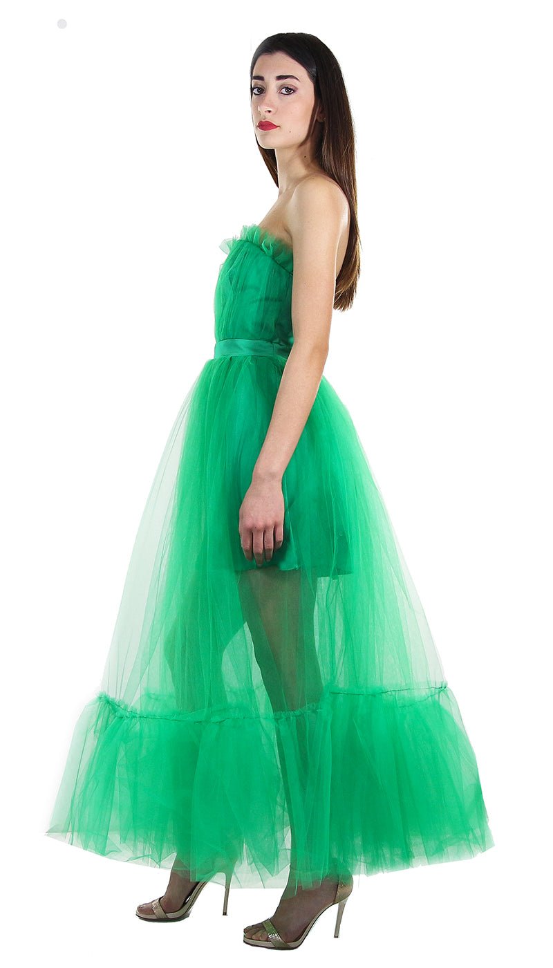 Miss You Abito lungo in tulle con balza Vestiti - Boutique Luisa Trendy