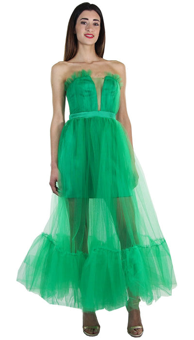 Miss You Abito lungo in tulle con balza Vestiti - Boutique Luisa Trendy
