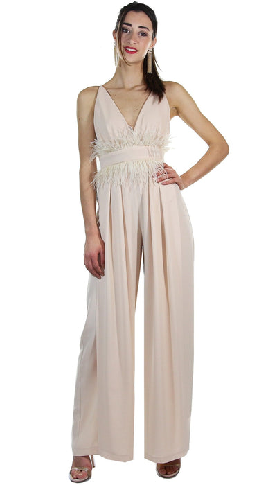 Miss You Tuta con piume e pantalone largo. Vestiti - Boutique Luisa Trendy