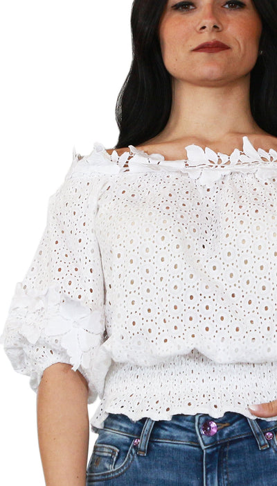 Nosecrets Milano Camicia in sangallo spalle scoperte Bluse e camicie - Boutique Luisa Trendy