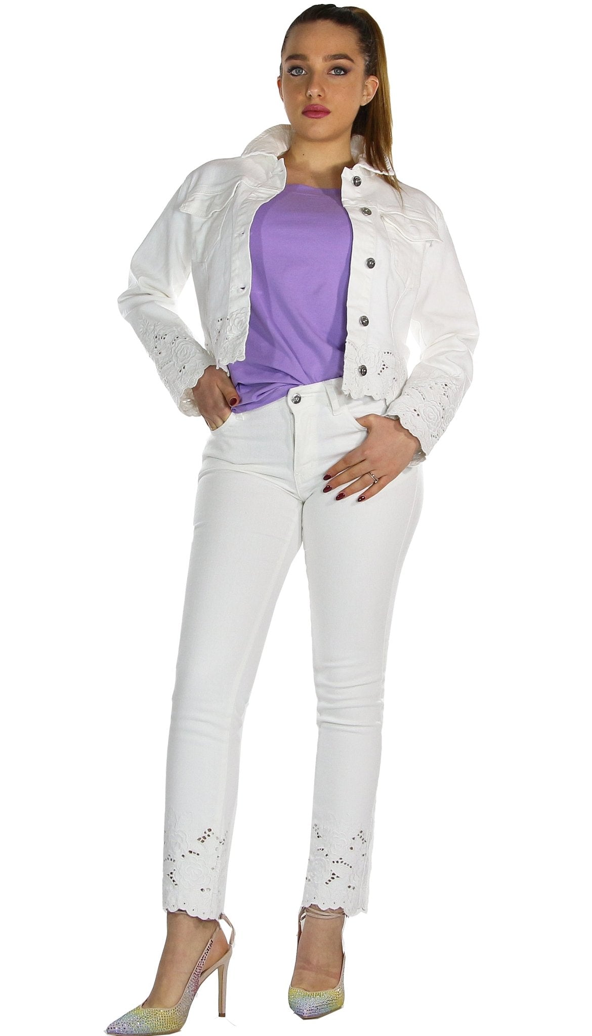 Nosecrets Milano Giubbino corto in twill di cotone con ricami. Capispalla Donna - Boutique Luisa Trendy