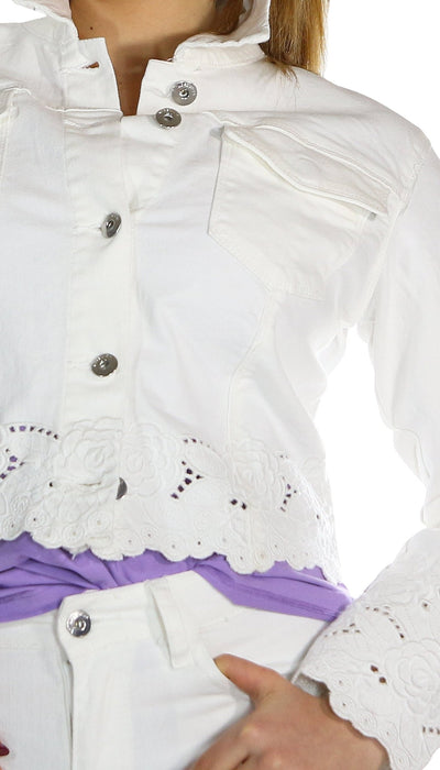 Nosecrets Milano Giubbino corto in twill di cotone con ricami. Capispalla Donna - Boutique Luisa Trendy