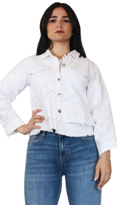 Nosecrets Milano Giubbino jeans con pizzo sangallo Capispalla Donna - Boutique Luisa Trendy