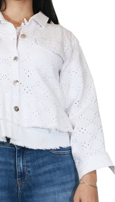 Nosecrets Milano Giubbino jeans con pizzo sangallo Capispalla Donna - Boutique Luisa Trendy