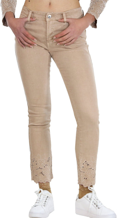 Nosecrets Milano Pantalone in cotone 5 tasche con ricamo. Pantalone Donna - Boutique Luisa Trendy