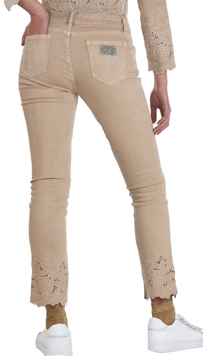 Nosecrets Milano Pantalone in cotone 5 tasche con ricamo. Pantalone Donna - Boutique Luisa Trendy