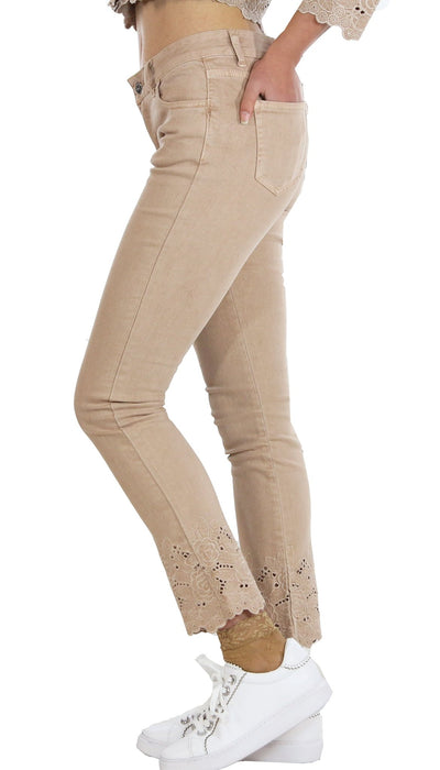Nosecrets Milano Pantalone in cotone 5 tasche con ricamo. Pantalone Donna - Boutique Luisa Trendy