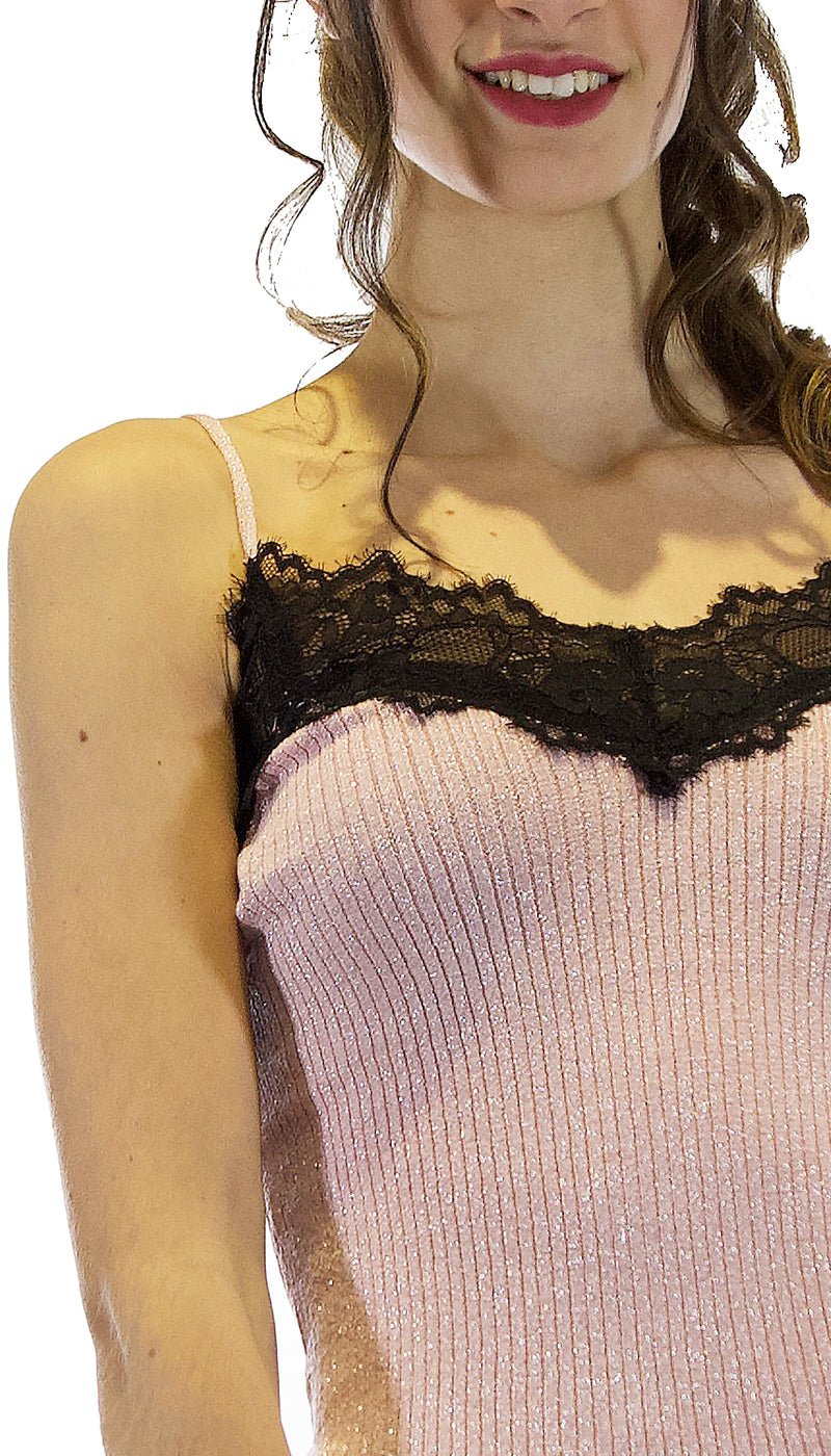 NoSecrets Milano Top in lurex e pizzo. 211NS083 T-Shirt e top - Boutique Luisa Trendy