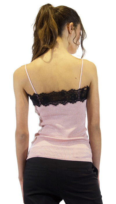 NoSecrets Milano Top in lurex e pizzo. 211NS083 T-Shirt e top - Boutique Luisa Trendy