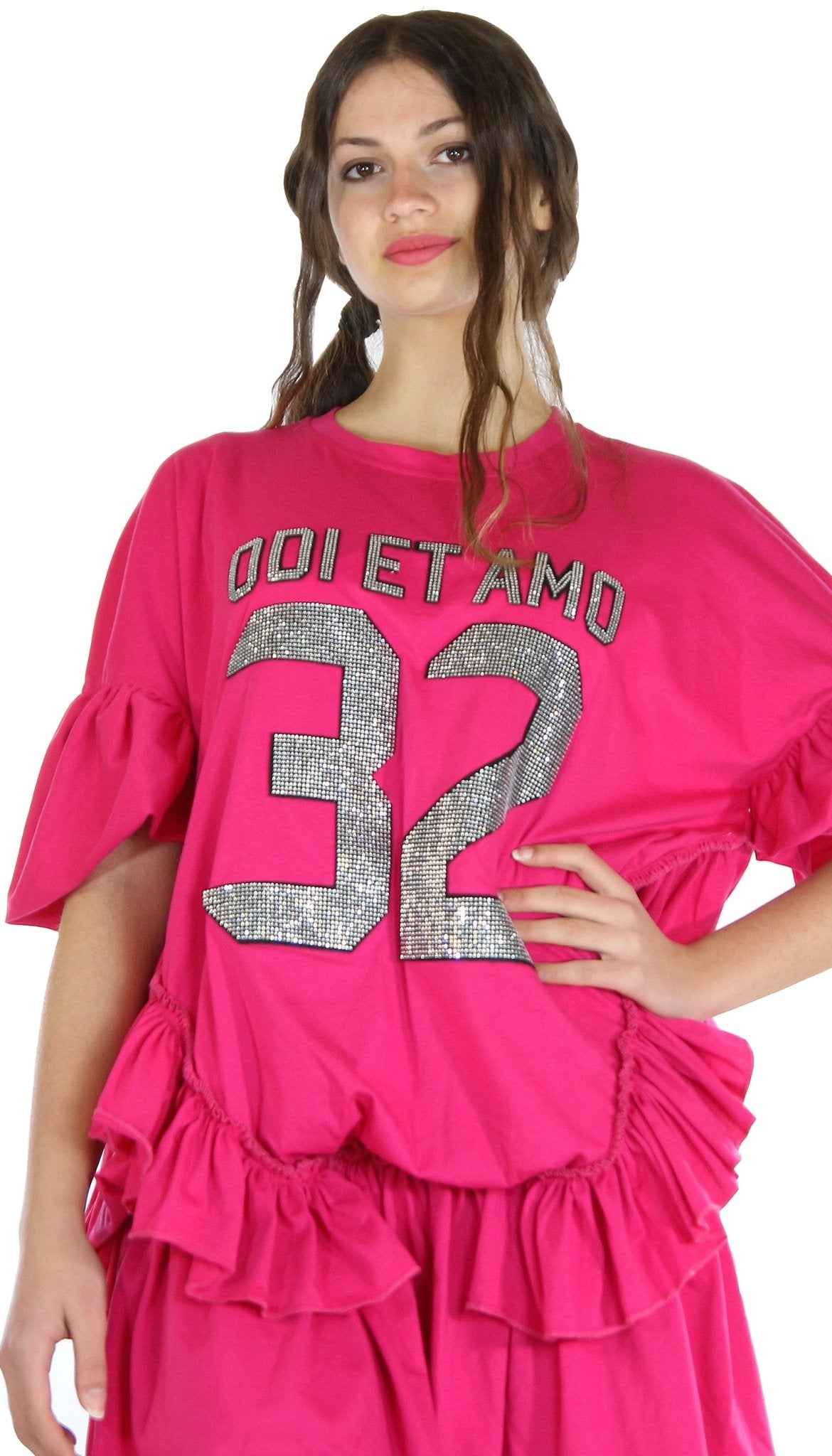 Odi Et Amo Abito corto con scritta logo e volant. Vestiti - Boutique Luisa Trendy