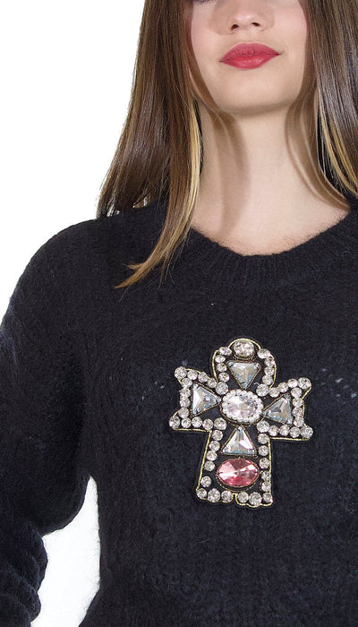 ODI ET AMO Maglia in mohair con patch. A143U1 Maglie e cardigan Donna - Boutique Luisa Trendy