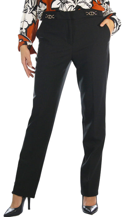 Twinset Milano Pantalone in lana con morsetti logo.