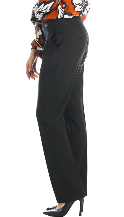 Twinset Milano Pantalone in lana con morsetti logo.