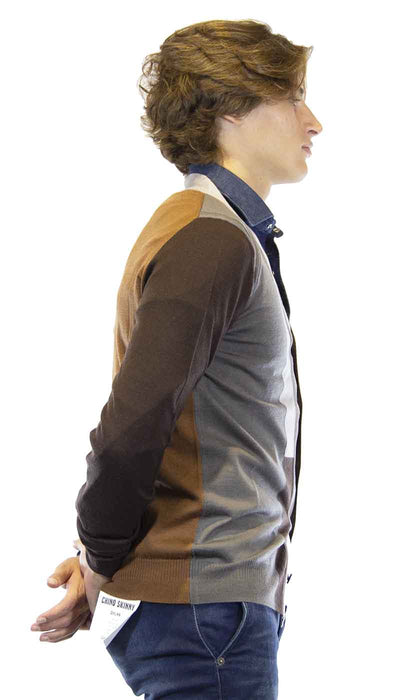 Paolo Pecora cardigan uomo in lana con sfumature del marrone e grgio Maglie e cardigan uomo - Boutique Luisa Trendy