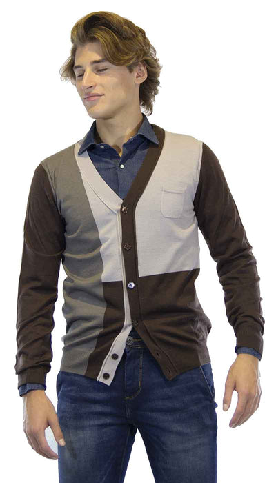 Paolo Pecora cardigan uomo in lana con sfumature del marrone e grgio Maglie e cardigan uomo - Boutique Luisa Trendy