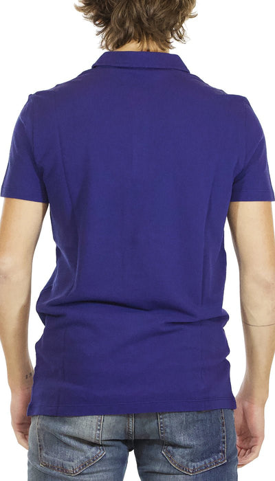 Paolo Pecora Polo uomo blu manica corta in cotone con ricami di fiori T-shirt e Polo - Boutique Luisa Trendy