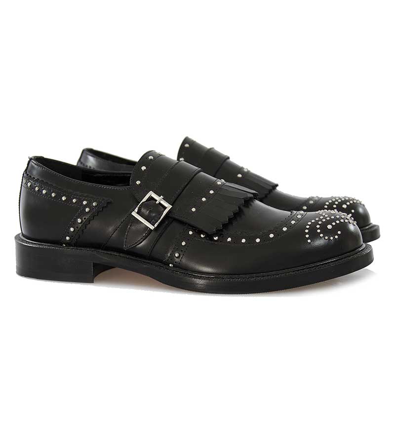 Scarpe uomo Luisa Trendy modello shanghai nere in pelle e borchie argento. - Luisa Trendy (5178586529927)