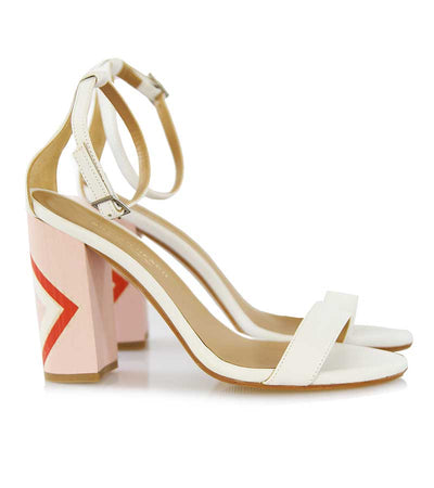 Scarpe Sandalo donna Silvian Heach in pelle bianca e tacco rosa con cinturino patacamaya Sandalo - Boutique Luisa Trendy