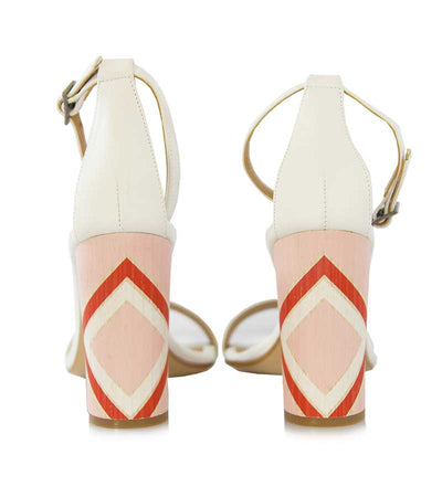 Scarpe Sandalo donna Silvian Heach in pelle bianca e tacco rosa con cinturino patacamaya Sandalo - Boutique Luisa Trendy