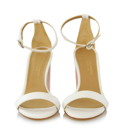 Scarpe Sandalo donna Silvian Heach in pelle bianca e tacco rosa con cinturino patacamaya Sandalo - Boutique Luisa Trendy