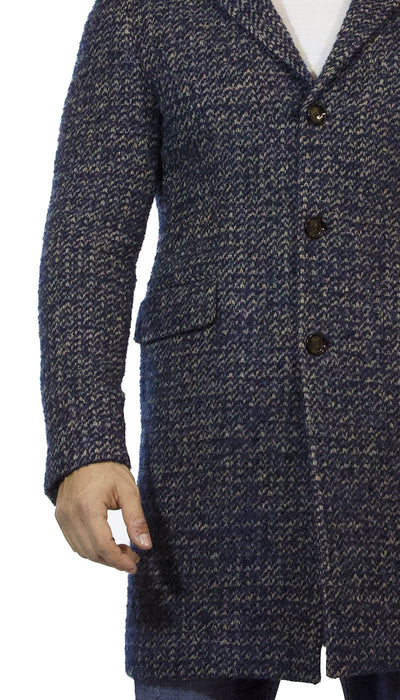 Seventy Cappotto lungo uomo in lana bouclè blu. Capispalla Uomo - Boutique Luisa Trendy